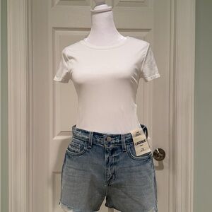 L'AGENCE Blue High Waist Denim Shorts